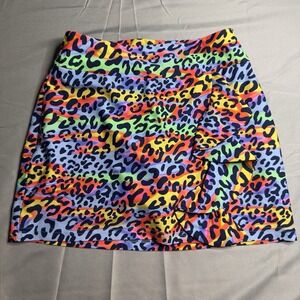 Tzu Tzu Golf Skort Neon Rainbow Cheetah Print XS Made In USA Performance Wear